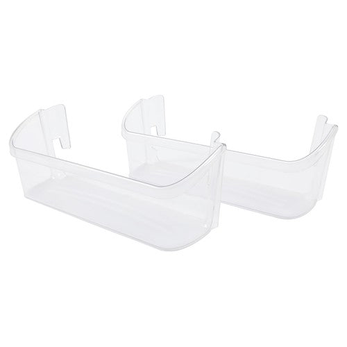 Solid Spare 2Pcs Bottom Door Shelf Lower Bin Polycarbonate For Frigidaire #240323002
