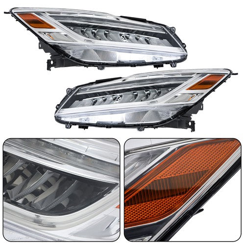 Solid Spare LED For Honda Accord Sedan 2016-2017 Projector Headlights Assembly Set Chrome