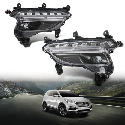 Solid Spare Fit For Hyundai Santa Fe Sport 2017-2018 Front Fog Lights Daytime Running Lamps