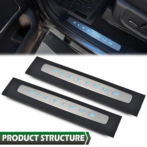 Solid Spare Fit For 17-22 Super Duty Crew Cab LED Illuminated Platinum Door Sill Plate Set
