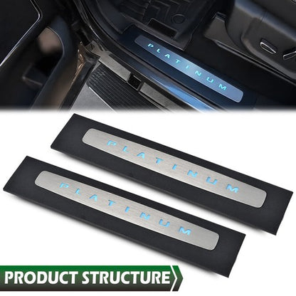 Solid Spare Fit For 17-22 Super Duty Crew Cab LED Illuminated Platinum Door Sill Plate Set