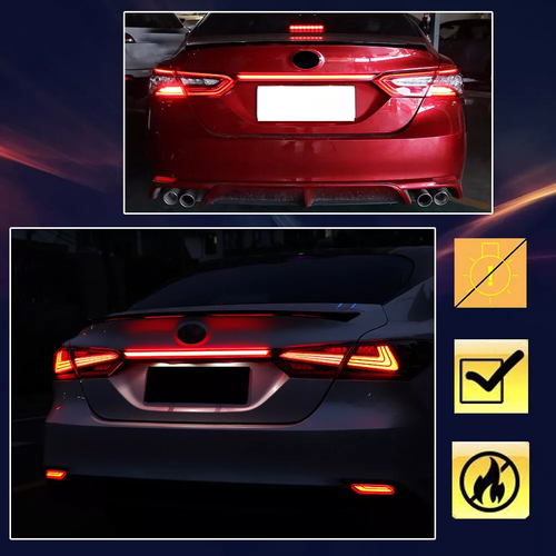 Fit 2018-2024 Toyota Camry LED Dynamic Rear Red Lens Turn Signal Tail Light