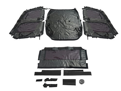 Solid Spare Soft Black Roof For Kawasaki Mule Pro FXT with PVC Upper Doors & Rear Window