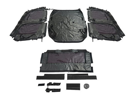 Solid Spare Soft Black Roof For Kawasaki Mule Pro FXT with PVC Upper Doors & Rear Window