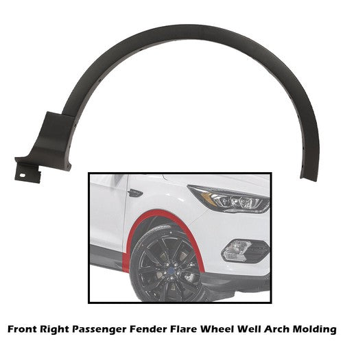 Solid Spare Front Right Side Fender Flare Wheel Arch Molding Fit For 2013-2017 Ford Escape