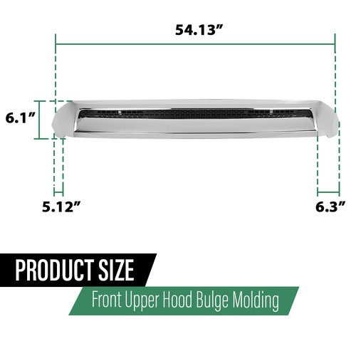 Solid Spare Fit For Toyota Tundra 14-21 Front Upper Hood Bulge Molding Grille Trim Chrome