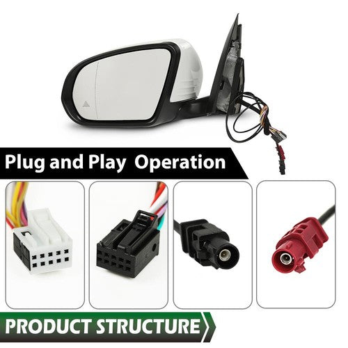 Solid Spare Left Side Mirror Blind Spot Fit For 16-21 Mercedes Benz X253 Class GLC300/350