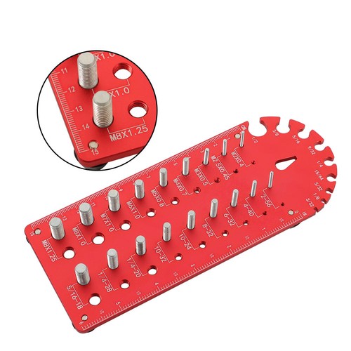 Solid Spare Nut and Bolt Thread Checker Portable 18 3/32 to 1/2 inch With Red Drill Bit Size