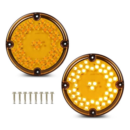 Solid Spare 2pcs Fit For Transit Vehicles Refuse Hauler 7" Round Amber 47-LED Tail Light