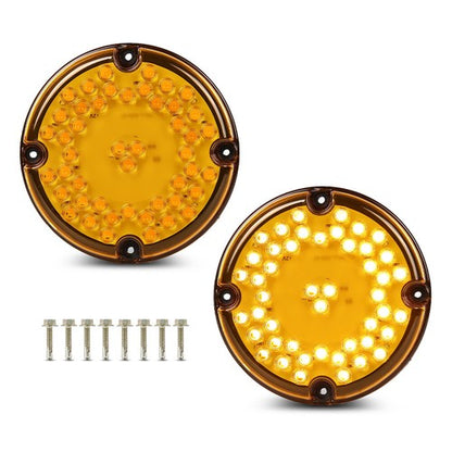 Solid Spare 2pcs Fit For Transit Vehicles Refuse Hauler 7" Round Amber 47-LED Tail Light