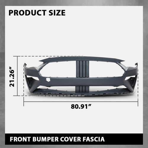 Solid Spare Front Bumper Cover Fascia Fit For 2018-2021 Ford Mustang With Tow Hook Hole