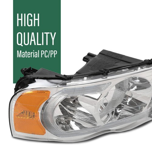 Solid Spare Fit For 2002-2005 Dodge Ram 1500 2500 3500 Clear/Chrome LED Tube DRL Headlights