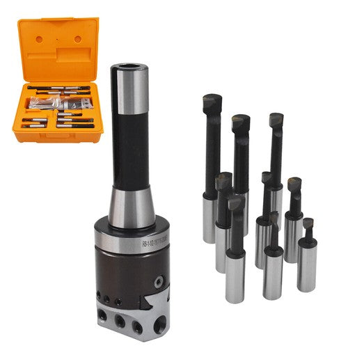Solid Spare 9 Pcs 1/2" Carbide Boring Bar Set 2" Boring Head R8 Shank For Bridgeport Milling