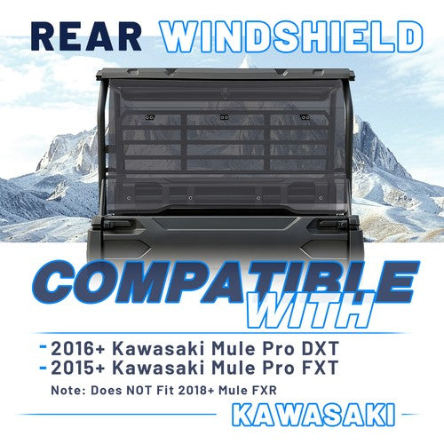Solid Spare Smoked Windshield For Kawasaki Mule Pro FXT/DXT Tinted Rear Windshield
