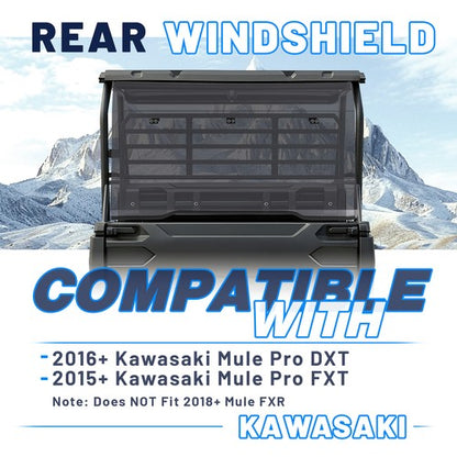 Solid Spare Smoked Windshield For Kawasaki Mule Pro FXT/DXT Tinted Rear Windshield