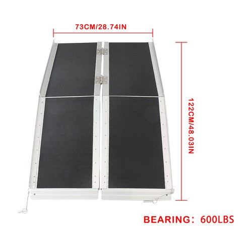 Solid Spare Multi-Fold Aluminum Wheelchair Ramp Motorcycle Loading Ramp 6'L×9.8"W 600lbs US