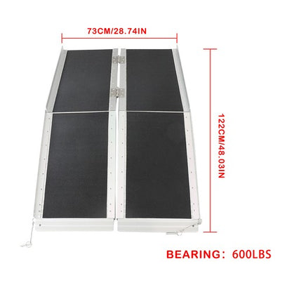 Solid Spare Multi-Fold Aluminum Wheelchair Ramp Motorcycle Loading Ramp 6'L×9.8"W 600lbs US