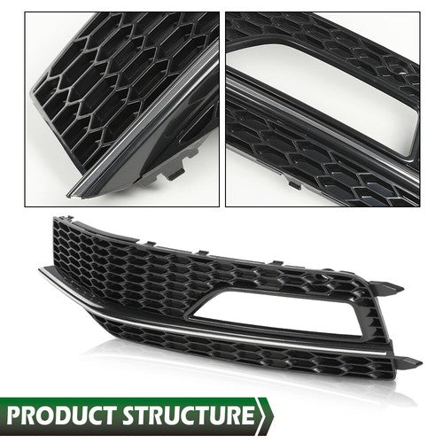 Solid Spare Fit For 13-16 Audi A4 Quattro B9 S4 S-Line Bumper Fog Light Lamp Bezel Left