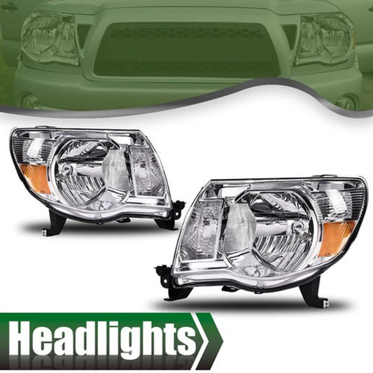 Solid Spare For 2005-2011 Toyota Tacoma Headlights Headlamps 05-11 Left+Right Lights Lamps