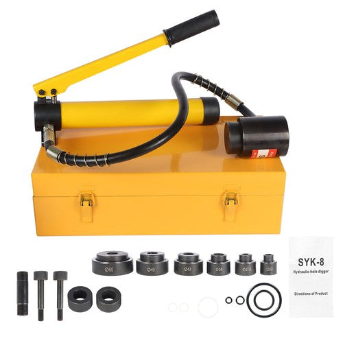Solid Spare 10 Ton 1/2" to 2" Hydraulic Knockout Punch Driver Tool With 6 Dies Kit