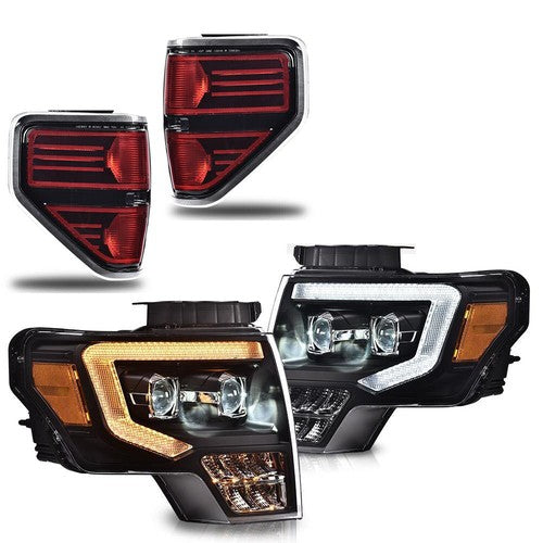 Solid Spare LE DRL Projector Headlights Tail Lights Lamps Fit For 2009-2014 Ford F-150