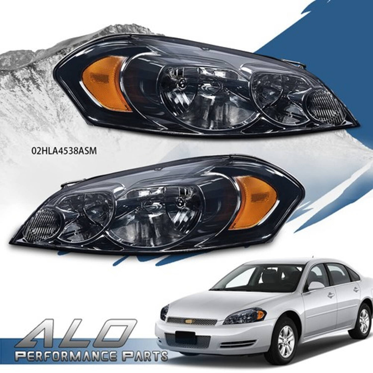 Solid Spare Fit For 06-13 Chevy Impala/06-07 Monte Carlo Amber Corner Smoke Lens Headlights