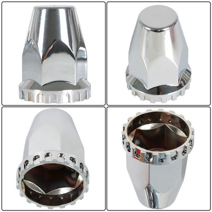 Solid Spare Semi Truck Rear & Front Chrome Wheel Axle Cover Hub Cap 33mm Lug Nuts Thread-On