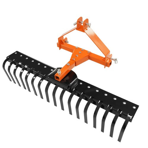 Solid Spare Cat 0 Tractor Attachment 50" 3-Point Landscape Rake Rock Rake Suitable for lawns