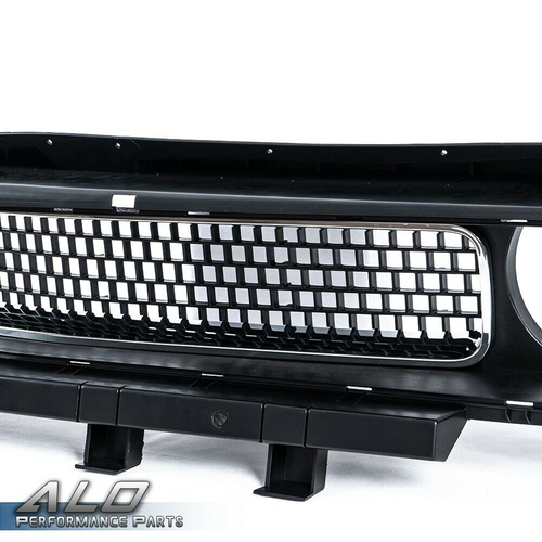 Solid Spare Fit For 08-2014 Dodge Challenger Front Bumper Upper Grille Black w/ Chrome Trim