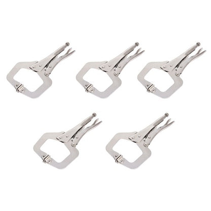 Solid Spare 11'' 5Pcs C-Clamp Locking Vise Grip Pliers w/ Swivel Jaw Pad Welding Hand Tool