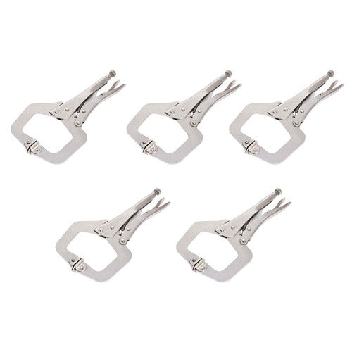 Solid Spare 11'' 5Pcs C-Clamp Locking Vise Grip Pliers w/ Swivel Jaw Pad Welding Hand Tool