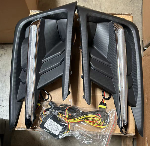 Pair Fog Light Covers W/LED White DRL+Yellow Turn Signal For 19-22 Subaru Ascent