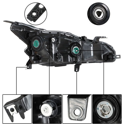Solid Spare For Nissan Altima 2019-2020 LH+RH Headlight Replacement Halogen Chrome Housing