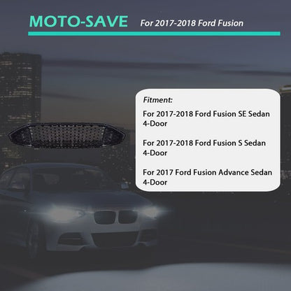 Solid Spare Front Upper Honeycomb Trim Black Gloss Grille Fit For Ford Fusion 2017 2018
