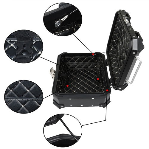 Solid Spare Motorcycle Aluminum Trunk Rear Top Case Luggage Tour Tail Tool Box Lock 22L