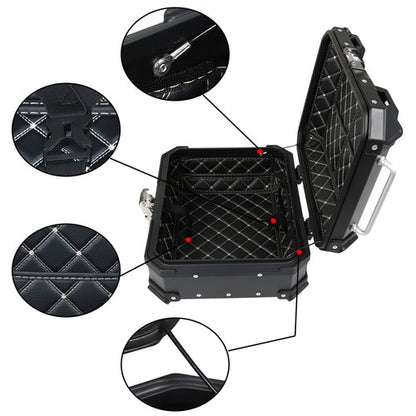 Solid Spare Motorcycle Aluminum Trunk Rear Top Case Luggage Tour Tail Tool Box Lock 22L