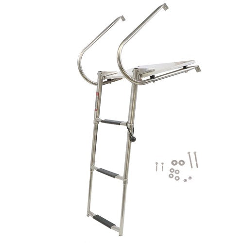 Solid Spare 3-step stainless steel ship ladder with platform Marine with Telescoping US