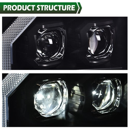 Solid Spare Fit For 07-13 GMC Sierra 1500 2500HD 3500HD LED DRL Projector Headlights