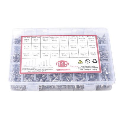 Solid Spare M3 M4 M5 size 815 pieces Stainless Steel Bolts and Nuts Combination Kits