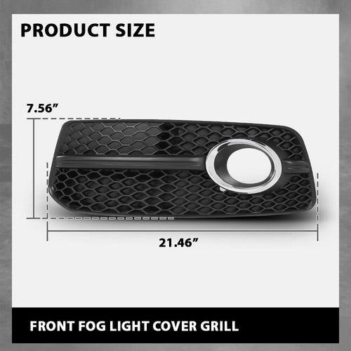 Solid Spare For 2009-2012 Audi Q5 Black Front Fog Light Cover Grill W/Chrome W/S-Line Pkg