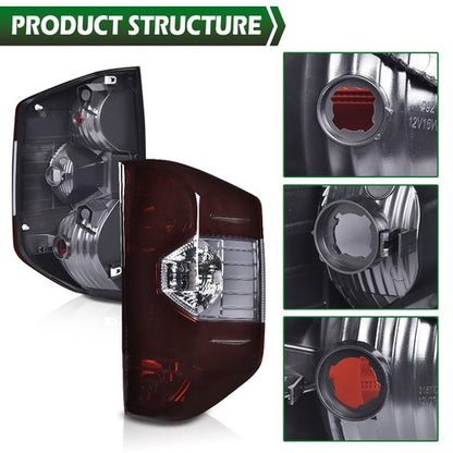 Solid Spare Fit For 2014-2021 Toyota Tundra Red Smoked Tail Light Brake Lamps Left+Right