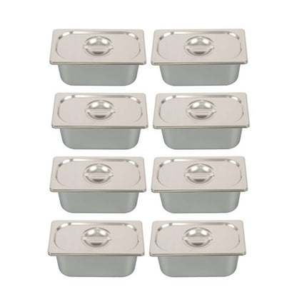 Solid Spare Steam Table Pans 1/3 Size 6" Deep Thickened 8 Pieces with Non-Stick Coating