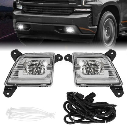 Solid Spare For 2019-2022 Chevy Silverado 1500 2500HD 3500HD LED Fog Lights Lamps Clear Lens