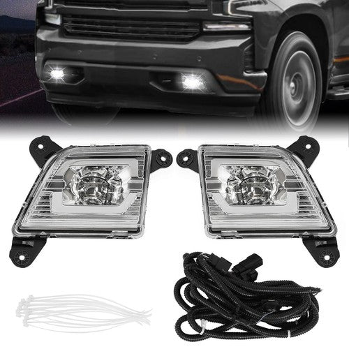 Solid Spare For 2019-2022 Chevy Silverado 1500 2500HD 3500HD LED Fog Lights Lamps Clear Lens