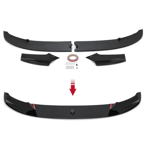 Solid Spare Front Bumper Lip Spoiler Splitter For 11-16 BMW F10 5 Series M Sport Gloss Black