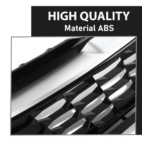 Solid Spare Front Bumper Upper Grille Grill Black & Chrome Fit For 2023 2024 Kia Sportage