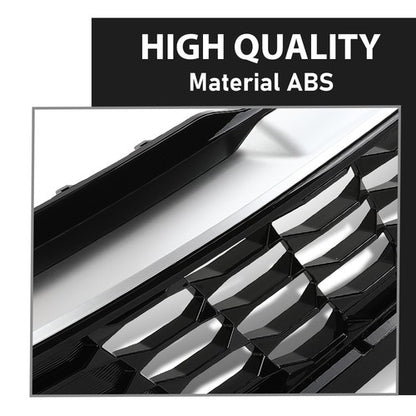 Solid Spare Front Bumper Upper Grille Grill Black & Chrome Fit For 2023 2024 Kia Sportage
