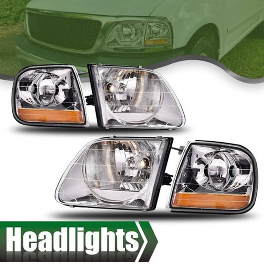 Solid Spare Pair Headlights & Parking Corner Lights Fit For 97-03 Ford F150/99-02 Expedition