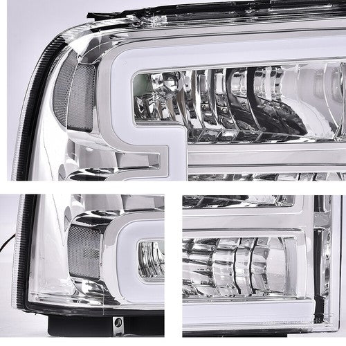 Solid Spare Clear Corner Headlights w/ LED DRL Fit For 2005-2007 Ford F250 F350 Super Duty