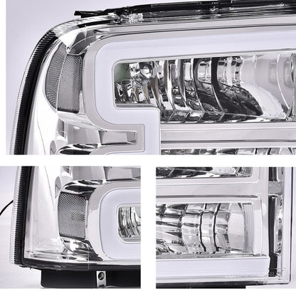 Solid Spare Clear Corner Headlights w/ LED DRL Fit For 2005-2007 Ford F250 F350 Super Duty